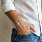Gold-Tone Stainless Steel Watch style Link Bracelet for Men