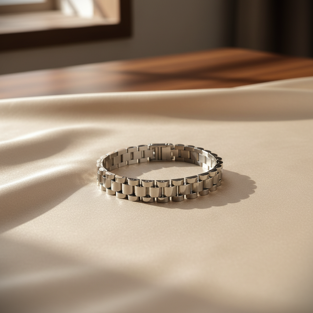 Gold-Tone Stainless Steel Watch style Link Bracelet for Men