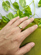 Gold-Tone Premuim Beveled Edge Band Ring Unisex -Glossy Finish Size 17