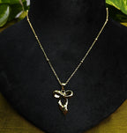 Gold-Tone Bow Pendant Stainless Steel Necklace for Women - Glossy Finish (21.5 Inches)