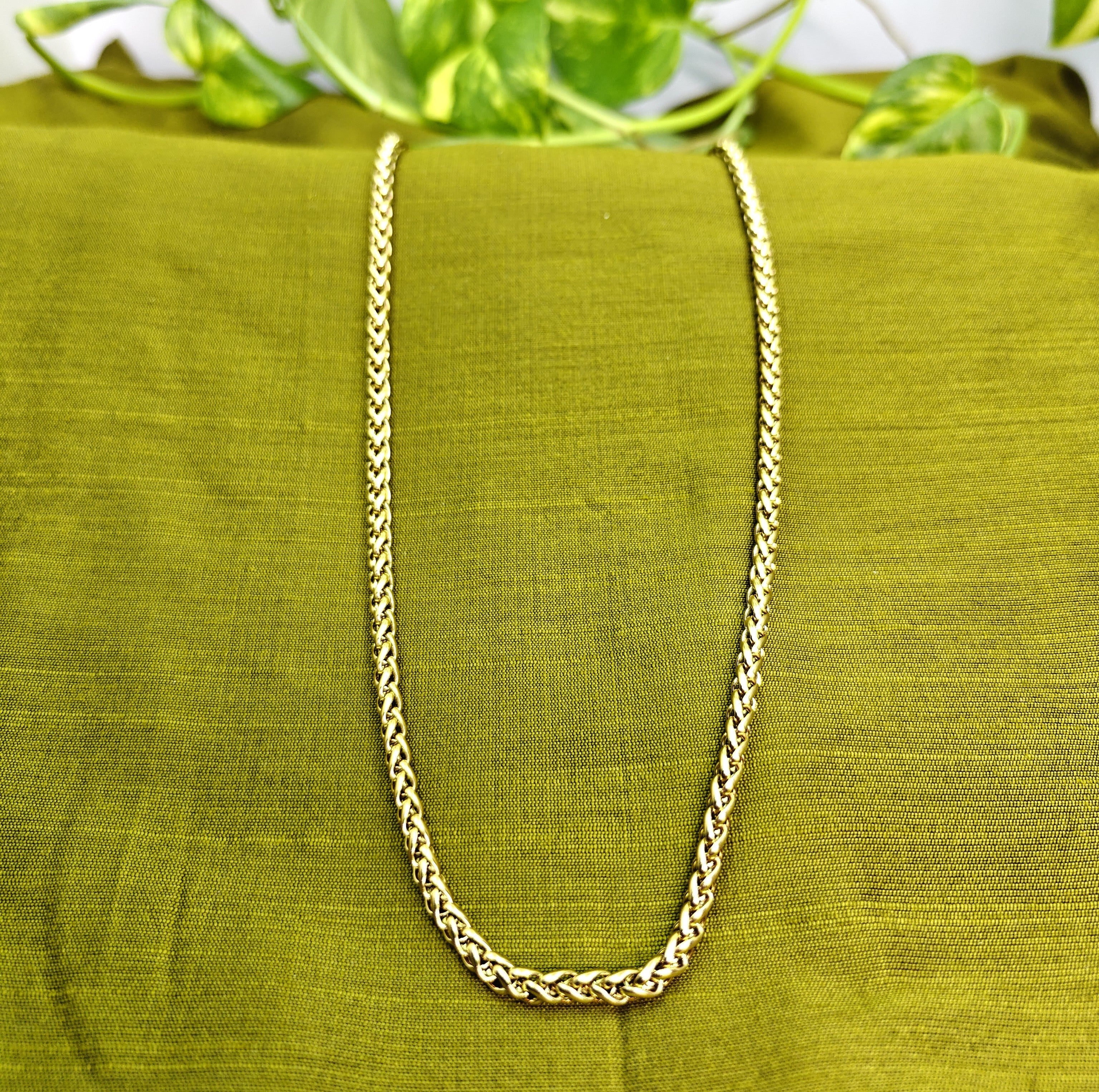 Gold-Tone Wheat Chain for Men -Matte Finish (21.5 Inch)