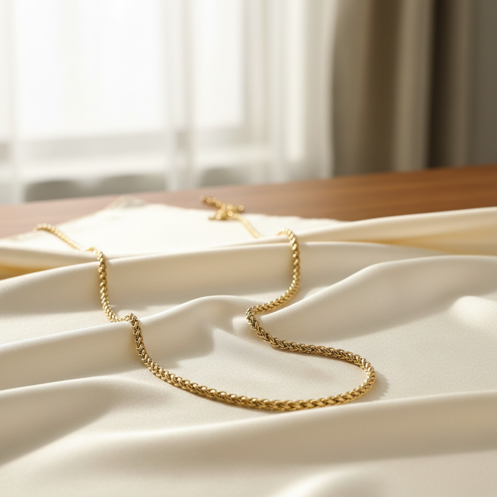 Gold-Tone Wheat Chain for Men -Matte Finish (21.5 Inch)