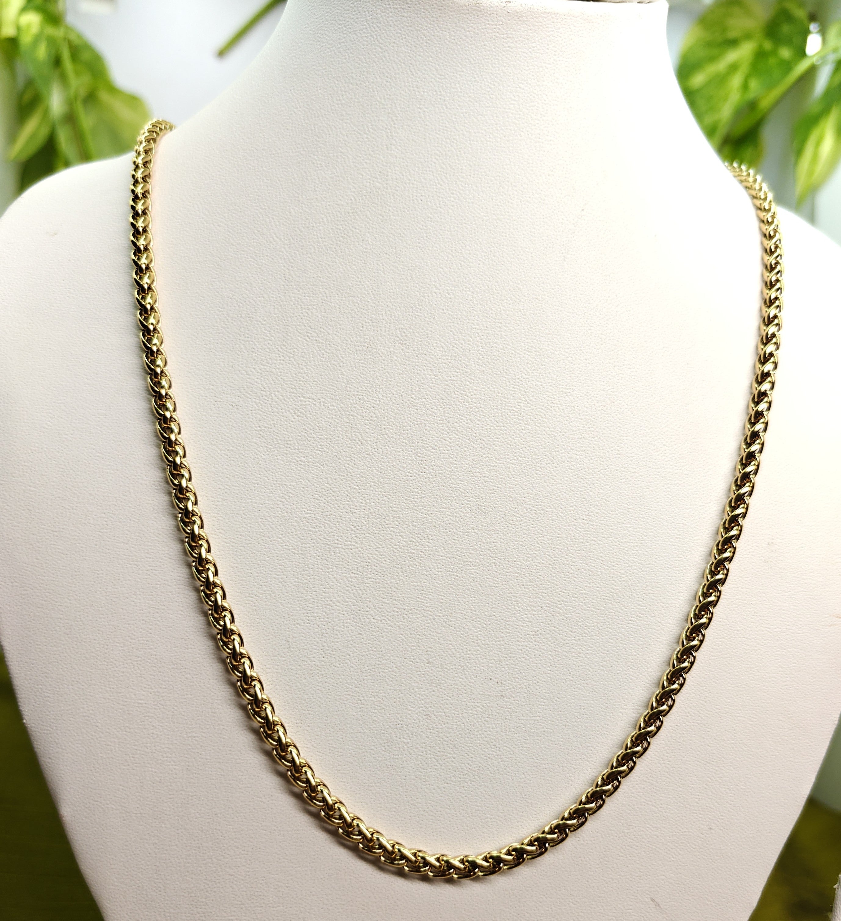 Gold-Tone Wheat Chain for Men -Matte Finish (21.5 Inch)