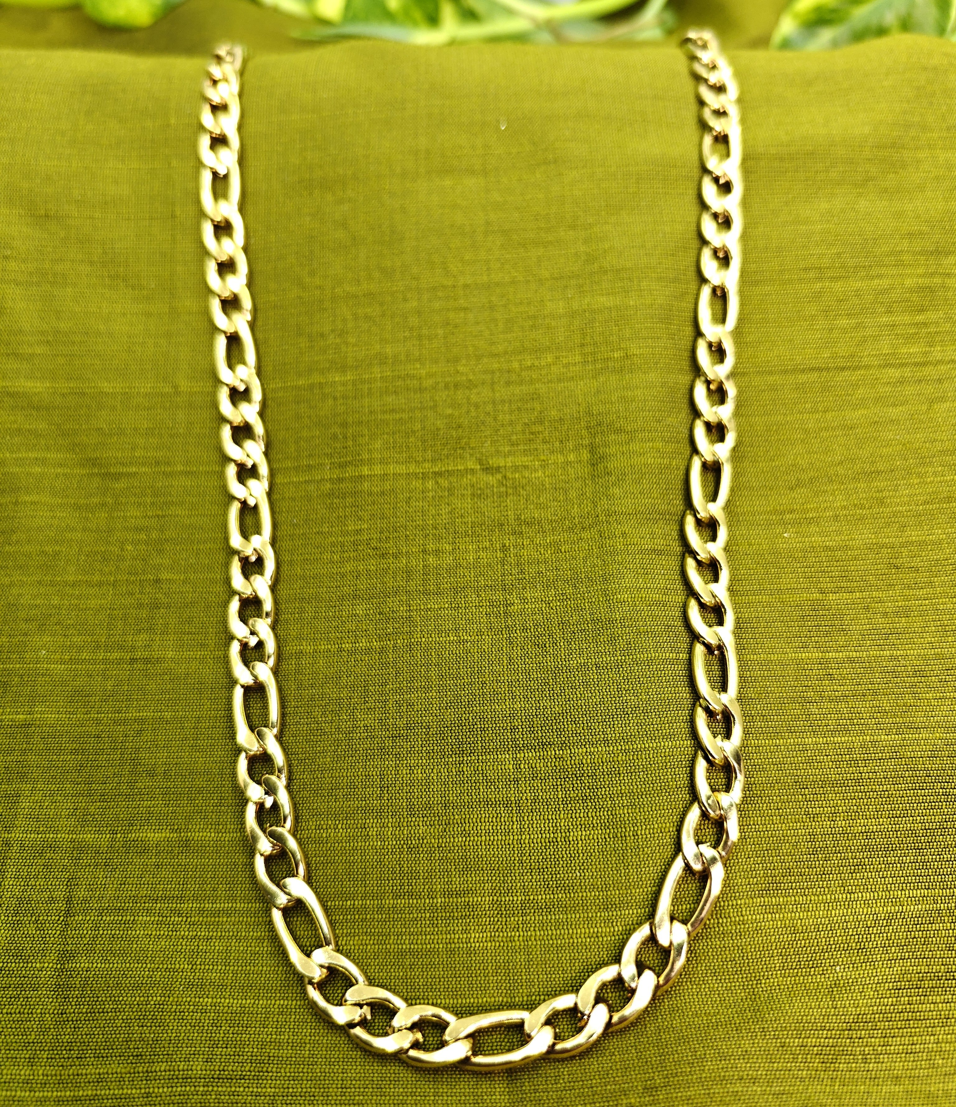 Gold-Tone Premium Figaro Style Gold Chain for Men- Glossy Finish (22 Inch)