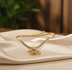 Gold-Tone Premium Trishul Pendant Box Chain for Men- Glossy Finish (24 Inch)